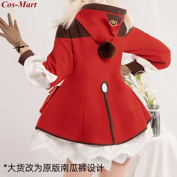 Cos-Mart je Novi Vrući igra Genshin Impact Kli Cosplay Odijelo Vitez Iskra Veliko Crveno Večernja haljina Ženska Uloga odjeća S-XL 