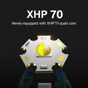 Samoobrana XHP70 Moćna Led Svjetiljka Baklja Taktički Bljeskalica Teleskopski šišmiš XHP50 Punjiva Vodootporan Fenjer