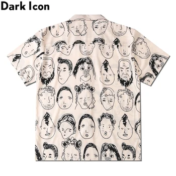 Tamna Ikonu s punim po cijeloj površini Havajski košulja Muška Vintage ulične mode Muške košulje 2020 Godina muški top 