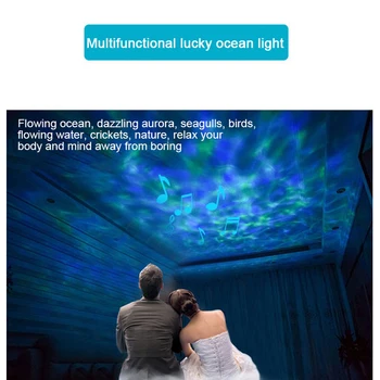 Sretan Kamen Ocean Zvjezdano Nebo Svjetlo Projektora Galaxy LED noćno svjetlo Projekcija Lampa Oceanske Valove Music Slušalica sa Daljinskim upravljačem