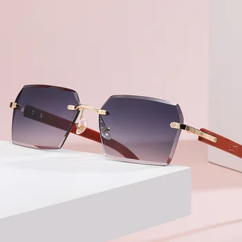 Modni pravokutni sunčane naočale rimless Za muškarce Stablo 2021 Elitni brand Dizajner Trendy Retro Klasični Frameless Sunčane naočale UV400 MJ-1