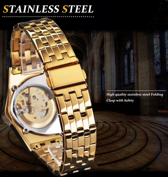 Forsining Zlatne Luksuzne Muške Mehanički ručni sat sa trokutasti automatskim satima Od Nehrđajućeg Čelika Nepravilnog sat Šuplje Reloj Hombre