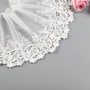 13 metara Cvjetni Pamuk Bijele cvjetne čipke Trim Trake Svadbena Čipka DIY Šivanje Obrt Dance Suknja Odijelo DIY Pribor