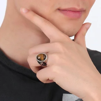 Novi Retro Kamen Mačje oči s umetak Yin i Yang Фигурное prsten Muški prsten Modni Metalni prstenovi Pribor za stranke Nakit 