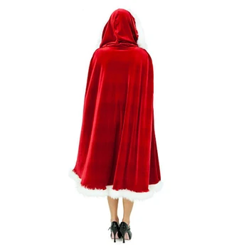 60-90-120-150 cm Crveni Baršunasti Plašt s kapuljačom Plašt Seksi Djed Cosplay Božićne Kostime Ženske večernje Karnevalske Klupska odijevanje 