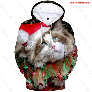 3D Majica sa kapuljačom Božićne veste Za žene Božićni Obiteljski stil Ženske haljine s kapuljačom Hoodies Božićne životinje prerušiti se pulover 
