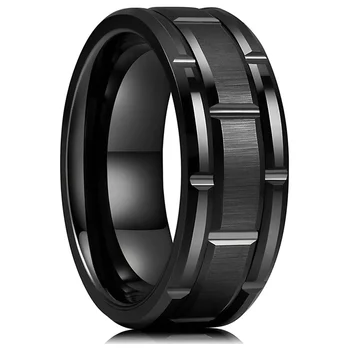 8 mm Crni Prstenovi Za muškarce Prsten Od Nehrđajućeg Čelika Jednostavna Vjenčanje Angažman Božićne Darove Klasični Nakit Muški prsten