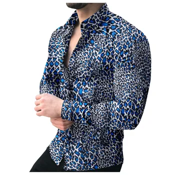 Majice s леопардовым po cijeloj površini Za muškarce 2021 Proljeće dugi rukav Laepl Svakodnevno haljina Košulja Vanjska Odjeća za društvene zabave Camisa Masculina