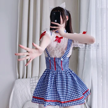 Japanski Slatka Lolita Anime Odijelo Odjeća za žene, za odrasle, Seksualno iskušenje Odijelo sobarica Cosplay Donje rublje Čipkan haljina za djevojčice Školska novo 