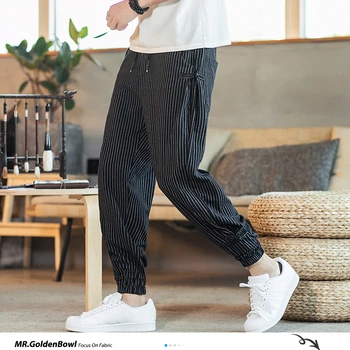 MrGoldenBowl Black bijela prugasta muške ženske sportske hlače 2020 Nova moda Muške Svakodnevne Slobodne Hlače, Pamuk, platno muške hlače 5XL 