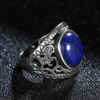 Vintage Prsten od prirodnih lapis lazuli, 925 sterling Srebro Prsten za žene Nakit Muški Prsten na prst Poklon za godišnjicu zurke