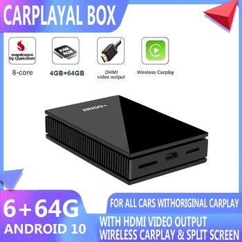 HDMI Smart Android 10.0 Bežični Carplay Ai box 4+64G podrška za Netflix za Android Box Auto Media player, Bežični Carplay box 