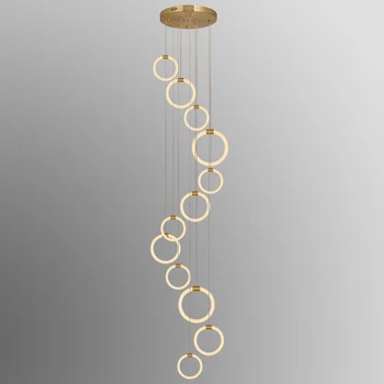 Viseće svjetiljke FANPINFANDO Gold Medern Moderan dizajn Hall spiralno stubište viseći svijećnjak Kreativne Viseći svijećnjak unutarnja rasvjeta 