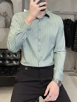 2021 nova privatna muška košulja dugih rukava personalizirane košulja dugih rukava A839 Oxford prugasta zelena smeđa