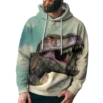 3D Ispis Vizualni Dinosaur Majica sa kapuljačom Proljeće i jesen Casual pulover s kapuljačom dugih rukava Негабаритная Majica Muška majica Majice