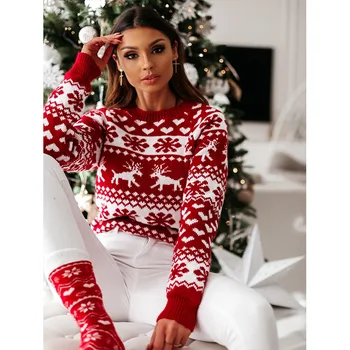 Novi ženski Božićni pulover 2020 Zimsko pletenje Veste iz pahulje Los Pulover Mujer Sueteres Pull Femme Hiver Kobieta Swetry