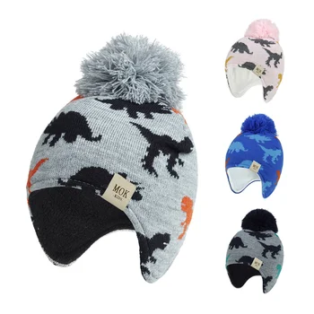 Dječje kapa jesensko-zimska kapa za zaštitu ušiju za dječake udobna i topla kapa-pulover s dinosaurima od samta mornarska kapa za dječake i djevojčice