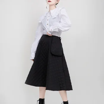 УМИ MAO 2021 Dizajn smisla Funky Slatka djevojka sa velikim džep Profil Хлопковая Crna suknja trapeznog oblika Jesen-zima Y2k Gotička odijevanje
