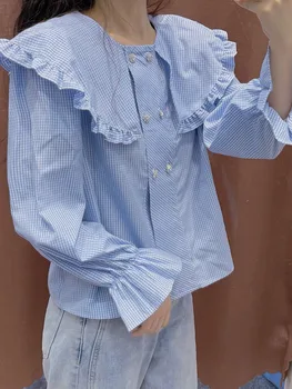 Majica ZA 2021 ljetna nova ženska odjeća divlje okruglog igle, gumb od umjetnog kamena, slatka pokrivač košulja, top