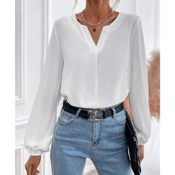 Elegantan moderan monotono bluzu s dugim rukavima Za žene Novu godinu 2022 Proljeće Vintage Slobodne svakodnevne pulover Temperament Ured za ženska košulja