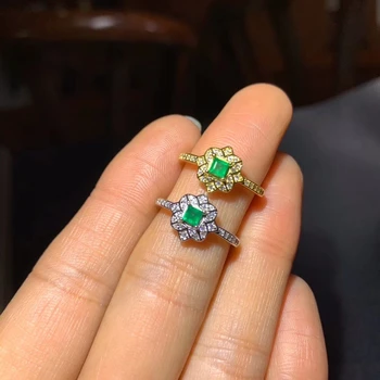 Nakit CoLife Prirodni Prsten s smaragdu za svakodnevno nošenje 3 mm Smaragd Prsten Srebro 925 Srebro Prsten sa dragim kamenjem Poklon za žene