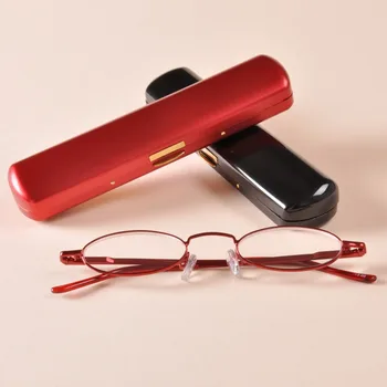 Mini-Kartica Meeshow S Kućištem Od Nehrđajućeg Čelika Naočale za Čitanje Snaga +1,0 do +3,5 Kvalitetne Naočale za Čitanje 1004