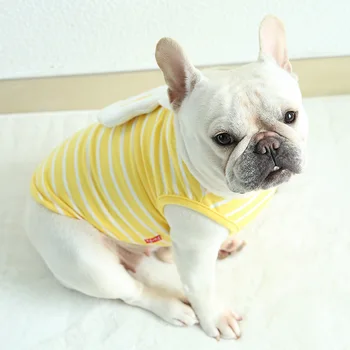 Odjeća za pse 2021 Koreanska verzija Novu odjeću za kućne ljubimce od elastičnog pamuka prugasti Dizajn Odjeće za pse Proizvode za kućne ljubimce t-Shirt Para Perro