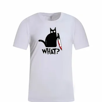 Mačka Koja je majica Smrtonosne Mačka s nožem Zabavan poklon za Halloween Majica Unisex Pamučne majice kratkih rukava za muškarce i žene 