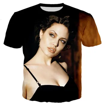 2021singer Angelina Jolie Majica sa 3D ispis Ženska/muška moda Casual košulja Harajuku Ljetna majica kratkih rukava Hip-hop Ulica odjeća Majice