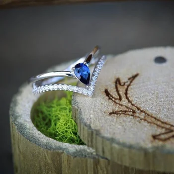 Modni jednostavan prsten sa prirodnim сапфиром za žene Klasični двухслойное Zaručnički Prsten je Poklon Prijatelju Modni nakit 