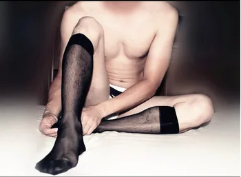 Crni muški kostim Seksi svilene Prozirne čarape muške večernje čarape Bolje kvalitete Prozirne muške čarape